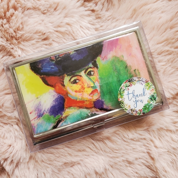 💐3 for $25💐 Business Card Holder Case Compact Mirror with Art Print - Picture 4 of 4